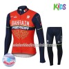 Set Wielershirt Lange Mouw + Fietsbroek Lang 2017 Bahrain-Merida Kids N001 Winter Thermal Fleece